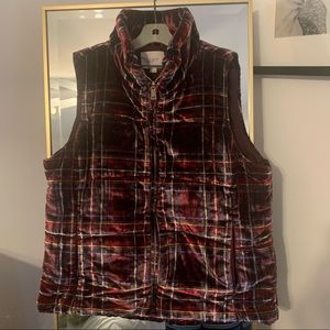 NWOT Loft Plaid Velvet Vest
